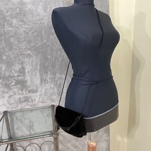 La Regale Evening Purse Velvet Clutch Black Beaded Strap Elegant Classy Vintage